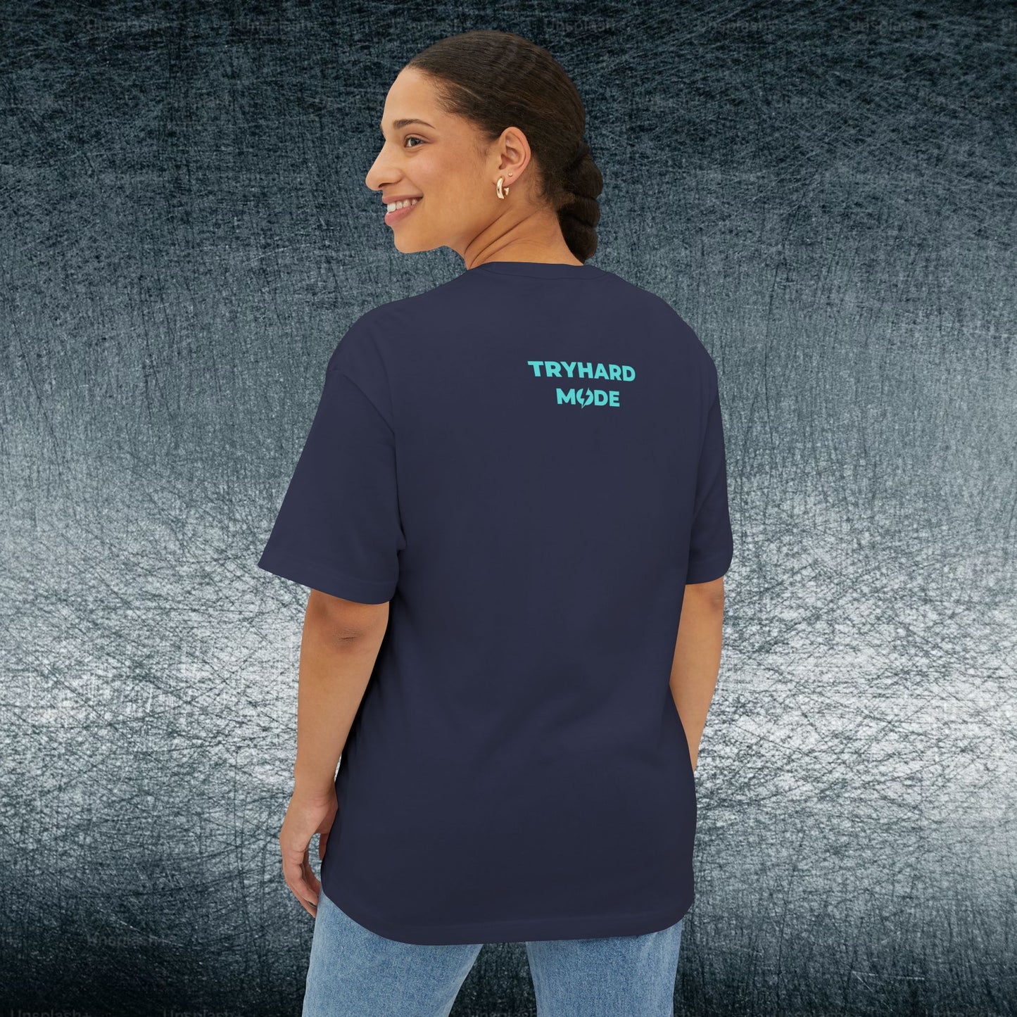 Camiseta de jugador extragrande - TRYHARD MODE - Detalles cian