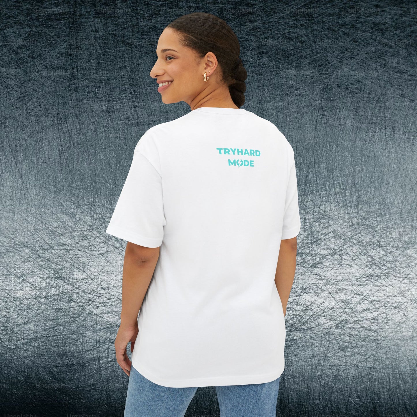 Camiseta de jugador extragrande - TRYHARD MODE - Detalles cian